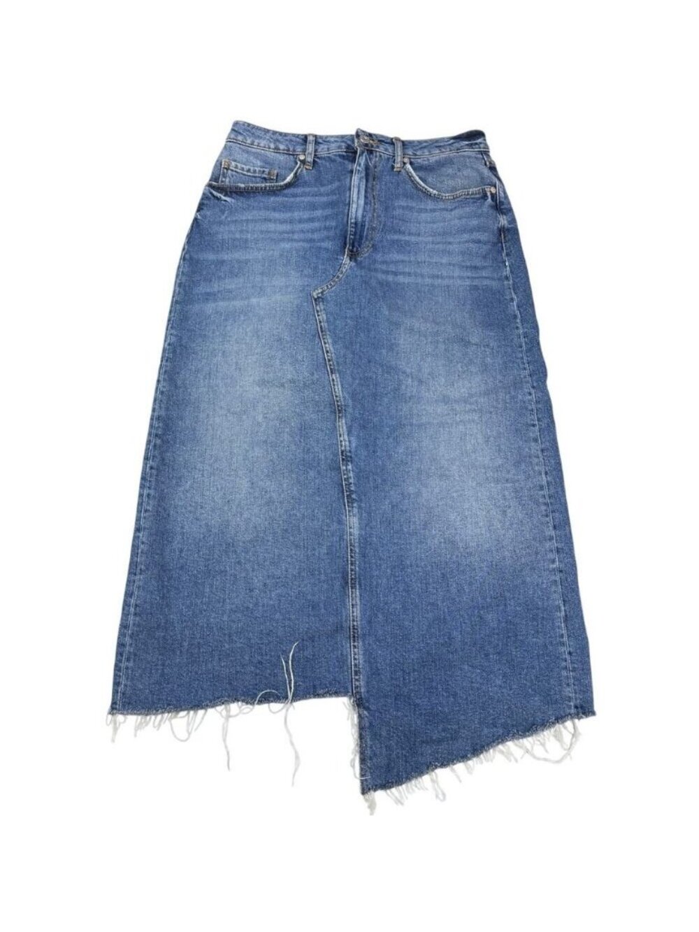 Anthropologie Pilcro and the Letterpress Asymmetrical Midi Denim Skirt - Picture 2 of 5